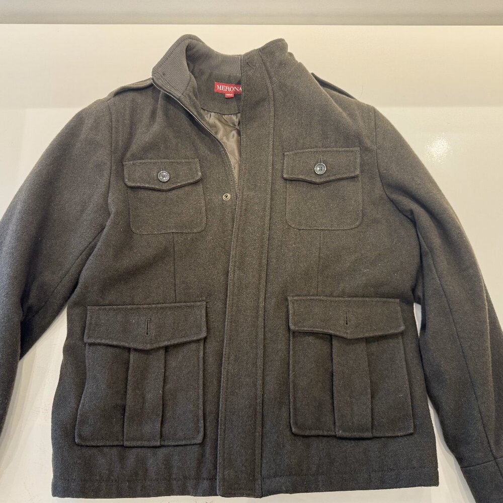 Army Green Pea Coat - Large